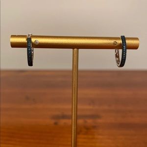 Blue diamond small hoop earrings